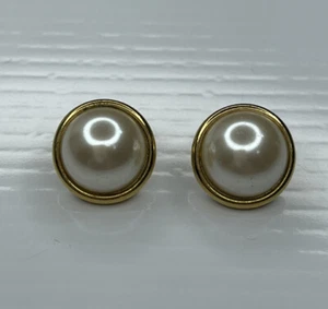 Pendientes retro de colección F Marvella perlas glamurosas perforadas en oro cabujón - Imagen 1 de 7