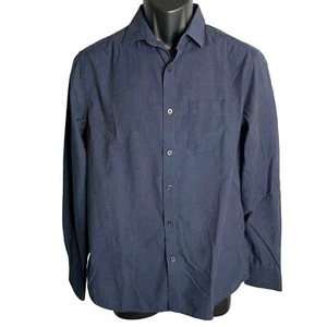 Kenneth Cole Long Sleeve Button Up Shirt S Blue Collared Cotton Blend Pocket - Picture 1 of 6