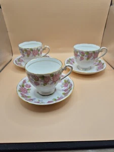 Royal Grafton 3x Tea Cup & Saucer Set - Pink Flower - Made in England - VGC - Bild 1 von 13