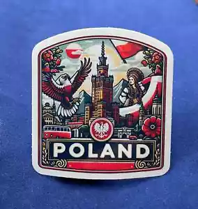 Poland, Stickers, Travel Journal, Weatherproof Sticker, Boarding Pass, Suitcase - Picture 1 of 6