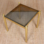 Vintage Brass Coffee Table Smoked Glass Console Side Table