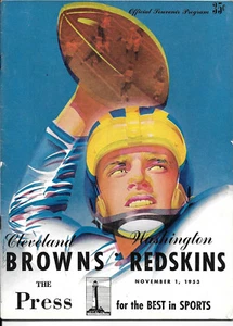 1. NOVEMBER 1953 CLEVELAND BROWNS vs WASHINGTON REDSKINS ORIGINAL FOOTBALL-PROGRAMM - Bild 1 von 1