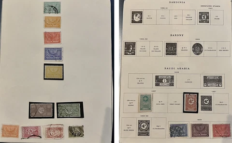 EARLY SAUDI ARABIA STAMPS LOT ALBUM PAGE, AMAZING COLLECTION FEW MINT MOST USED Cover