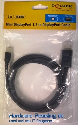 Delock 82438 Mini DisplayPort 1.2 to Displayport Kabel 4K 60Hz 2m  NEU OVP - Bild 1 von 2