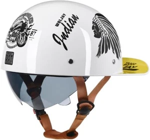 Vintage Motorcycle Helmet Baseball Cap Half Helmets with Pull-down Lens DOT - Picture 1 of 54