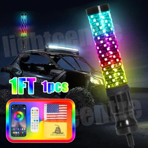 1FT Spiral LED Fat Whip Lights Antenna RGB Chasing For Can-am X3 RZR UTV ATV 1X - Picture 1 of 15