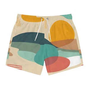 Seaside Retro Swim Trunks Men’s Beach Shorts Summer Surf Wear Colorful Quick Dry - Picture 1 of 7