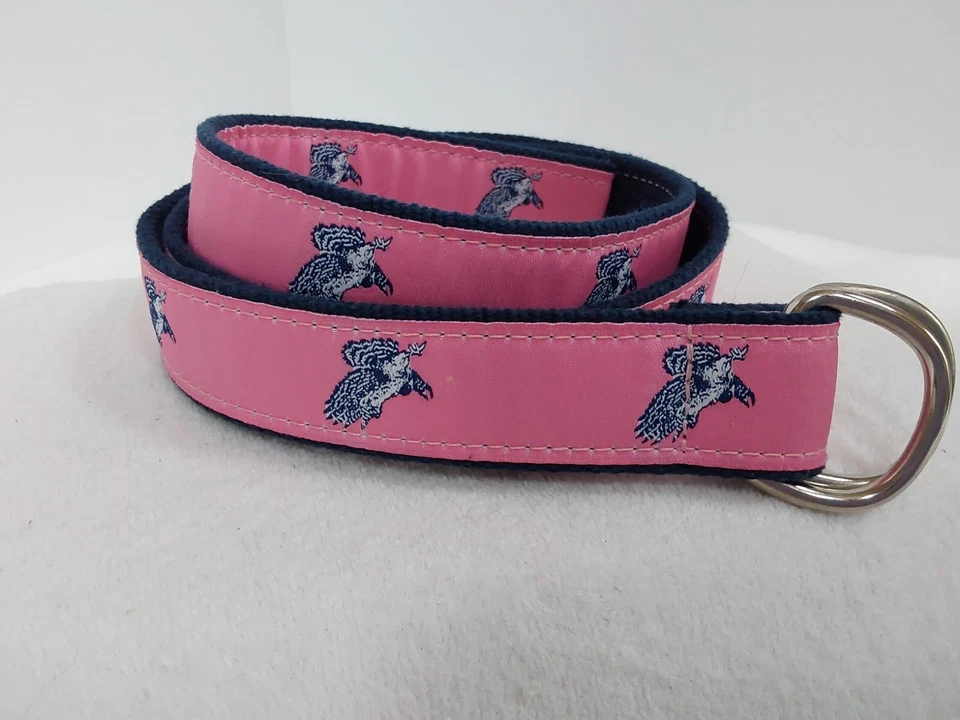 Eliza B. Cinturón de hombre de cuero rosa con faisanes bordados - L Foto 1 de 1