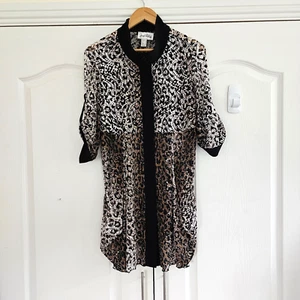 Joseph Ribkoff Tunic Top UK 16 Women’s Animal Leopard Print Mesh Cut Button Up - Picture 1 of 13