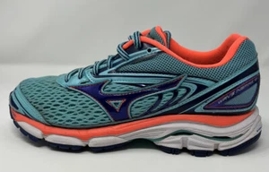 Womens Mizuno Wave Inspire 13 Blue Coral Orange Running Shoes Size 7 - EUC - Picture 1 of 7