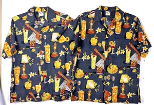 Vintage EUC PAIR 2 MATCHING Go Barefoot Hawaiian Rayon Camp Shirts Sz M 45" Ches - Picture 1 of 10