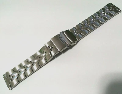 Pulseira de relógio com fecho de segurança de aço inoxidável tom prata 16-22 mm - Imagem 1 de 4