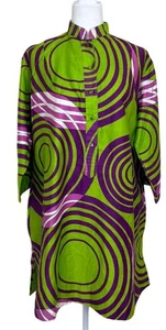 Vintage Penthouse Gallery Kaftan Tunika Kleid grün lila Japan 60er Damen L/XL - Bild 1 von 6