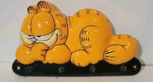 Vintage Garfield 1981 Key Ring Holder Clay Art Wall Hook Grfield Cat 1980s - Picture 1 of 9