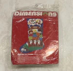 Dimensions 9024 Christmas Eve Stocking Sleeping Children 16" Sharon Sandner 1982 - Picture 1 of 11