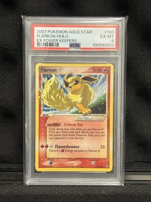 2007 POKEMON EX POWER KEEPERS GOLD STAR #100 FLAREON-HOLO PSA 6 - Image 1 of 2