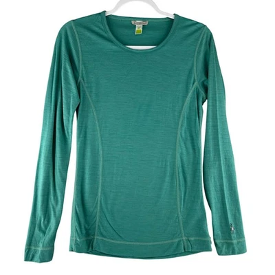 Top Smartwool para mujer de lana merino manga larga capa base verde azulado talla mediana Foto 1 de 4