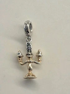 Rare Chamilia 925 Lumiere Candlestick Gold Beauty and the beast bracelet charm - Picture 1 of 3