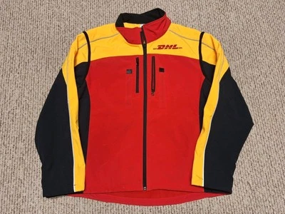 DHL Delivery Chaqueta Para Hombre Roja Negra Amarilla Cremallera Completa Manga Larga XL Foto 1 de 4