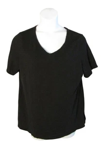 Chico's 3 (XL) The Ultimate Tee Black Knit Cotton Slub Shirt Top - Picture 1 of 3