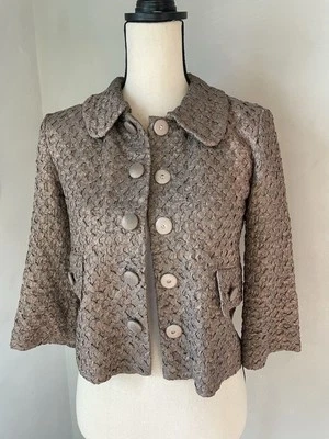 Marc Jacobs 晚礼服 0 码虹彩棕色金属短夹克复古 — 第 1/4 张图片