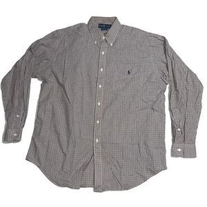 Men's Ralph Lauren Polo Blake Cotton Plaid Button Down Shirt Logo Blue Orange L - Picture 1 of 4