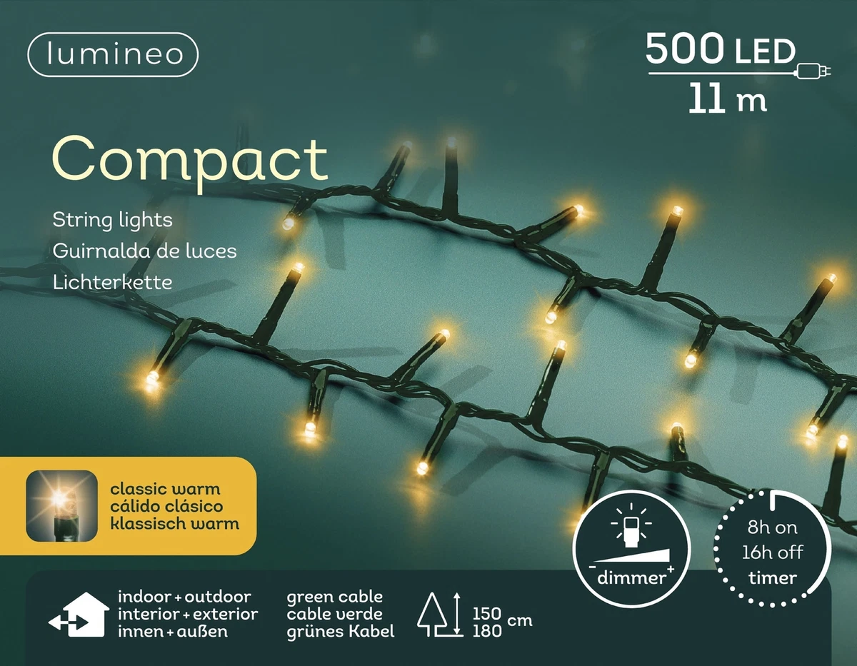 Lumineo Lichterkette 400 LED Für Weihnachtsbaum | 1,5 M, Dimmbar, Timer, IP44 (klassisch Warm)