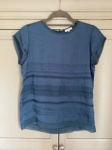 £95 JIGSAW Silk Effect Top Size 8 Teal Designer Classic Layered Tunic Party Work - Picture 1 of 7