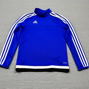 Adidas Track Jacket Kids Small Blue White Stripes Full Zip Climacool Sweater - Picture 1 of 11