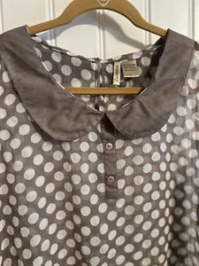 #488. Passport Sheer Sleeveless Polka Dot Top With Peter Pan Collar. Size L - Picture 1 of 10