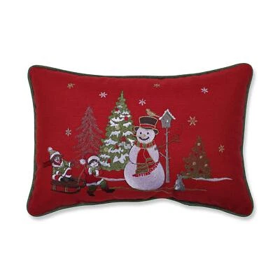 Almohada Lumbar Decorativa Escena Escarchada Navidad 1 Cuenta Paquete de 1 Verde Foto 1 de 4