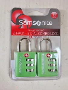  Samsonite Travel Sentry 2 Pack 3 Dial Combination Locks Green Set.. New - Picture 1 of 5