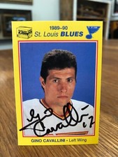 1989-90 KODAK KMOX ST. LOUIS BLUES GINO CAVALLINI SIGNED AUTOGRAPHED CARD B
