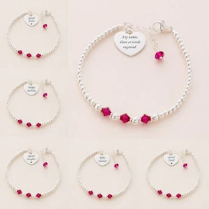Sterlingsilber Armband Mit Glücksstein, Perlen Und Personalisiert Gravur - Bild 1 von 25