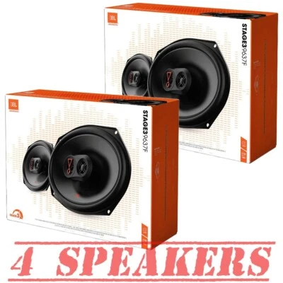 4X JBL Stage3 9637F 210 Watts Peak 6x9" 3-Way Car Audio Loud Speakers No Grilles - Image 1 of 4