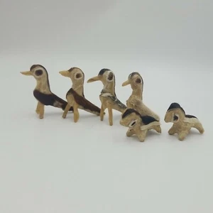 Lot of 4 Asian Folk Art Bird and 2 Skunks Made From Real Bone & Fur - Picture 1 of 12