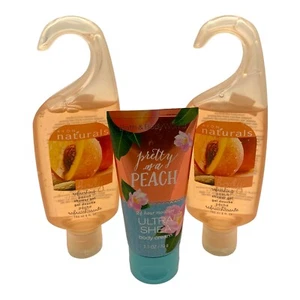 2 AVON Naturals PEACH Shower Gel 5oz + 1 Bath & Body Works PEACH Body Cream 2.5 - Picture 1 of 10