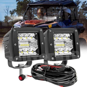 2PCS 3inch 240W  LED Work Light Cube Pods Driving Work Fog with Harness Kit - Picture 1 of 12