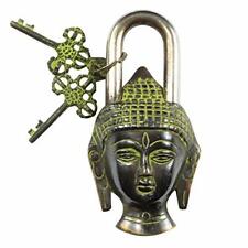 Antique Vintage Padlock Budha Face Lock with Working Key Rare Old Style