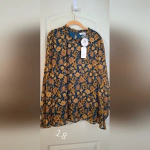 Nwt emily wonder floral long sleeve sz 3X formal party office wear bussines boho - Picture 1 of 7