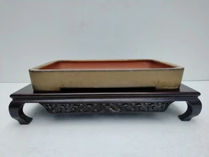 Bonsai Pot Tokoname Patina Large Tokoname REIHO Yellow Glazed Width 47cm/ 18.5in - Picture 1 of 23