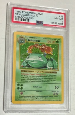 1999 POKEMON BASE SET SHADOWLESS #15 VENUSAUR HOLO PSA 8 WOTC Fresh Pull & Cert - Image 1 of 4