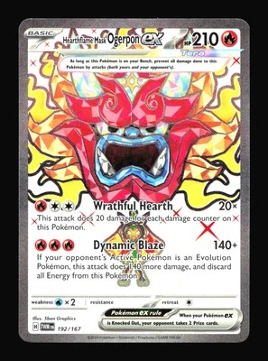 Hearthflame Ogerpon ex Twilight Masquerade 192 Ultra Rare Pokemon Card T3-384 - Image 1 of 2
