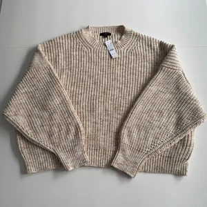 J. Crew Chunky Knit Cotton Crewneck Sweater Oatmeal Cream Sz 3X Neutral Capsule - Picture 1 of 9