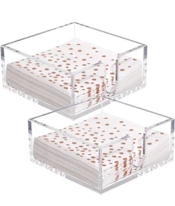 Rubtlamp 2 Pack Napkin Holder, Clear Acrylic Napkin Holder, 5.5x5.5x2.5 Inch - Picture 1 of 4