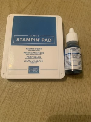 Б/у снятый с производства Stampin Up! Pacific Point чернильница подушечка и соответствующий Reinker - Изображение 1 из 2