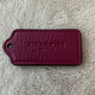 2” COACH Magenta Purple Patent Leather Brass Key Fob Bag Charm Keychain Hang Tag - Image 1 of 2