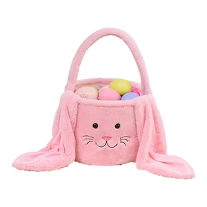 Easter Basket Plush Easter Bunny Long Ears Bags Easter Basket Rabbit Buckets Eas - Picture 1 of 12