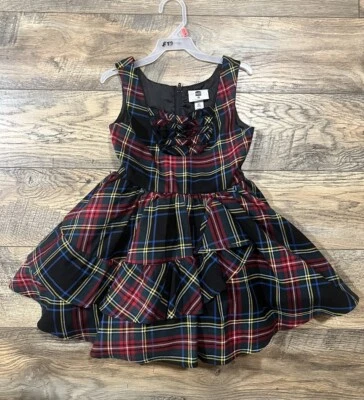 Harajuku Mini Target Girls XS 4/5 Hoilday Red Black Plaid Tartan Dress Tuelle - Image 1 of 4