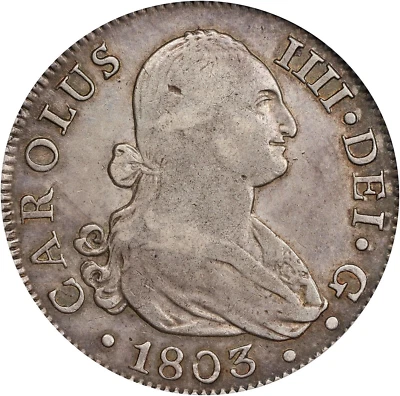1803-S CN SPAIN CARLOS IV SILVER 8 REALES SEVILLE MINT KM432.2 PCGS XF-40 - Image 1 of 4